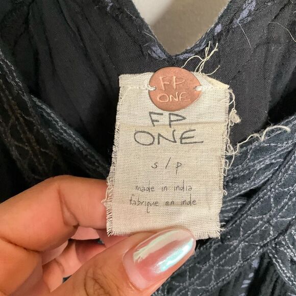 Free People Paisley Vine Black Tunic Dress - Picture 5 of 8